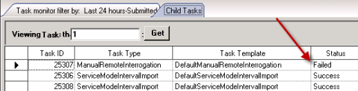 Screenshot of the child tasks status.